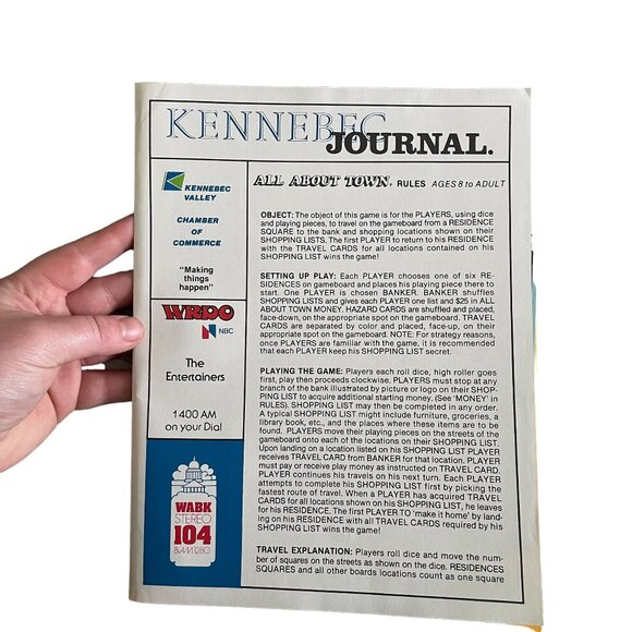 Vintage 1979 All About Town Board Game Kennebec Valley Maine Augusta Belgrade ++ - Picture 11 of 11